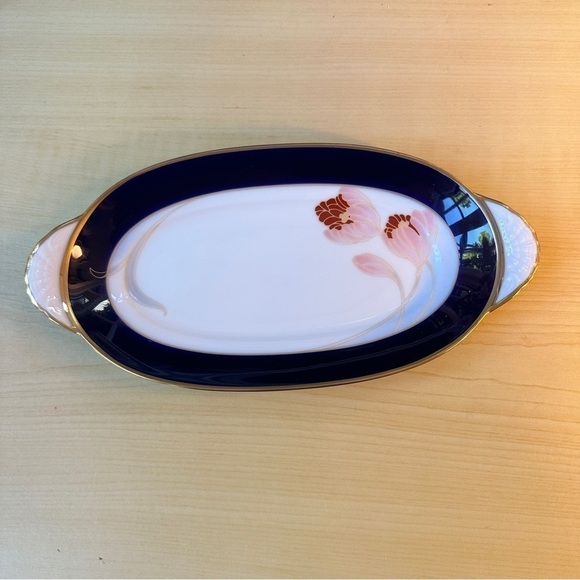 Vintage Legacy by Noritaki Formal butter dish Serving platter blue, white & gold - Picture 7 of 15